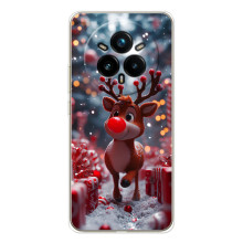 Яркий чехол для Realme 14 Pro 5G с Зимними Оленятами – Олень среди подарков