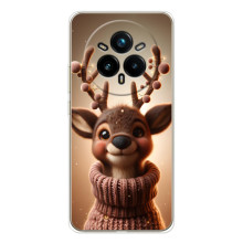 Яркий чехол для Realme 14 Pro 5G с Зимними Оленятами – Олень в свитере