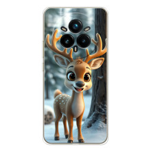 Яркий чехол для Realme 14 Pro 5G с Зимними Оленятами – Оленёнок в лесу