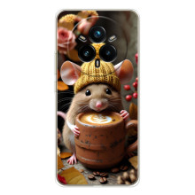 Печатный чехол «Зверята с кофе» для Realme 14 Pro 5G – Медведь с кофе