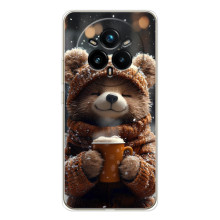 Печатный чехол «Зверята с кофе» для Realme 14 Pro 5G – Мишка с кофе