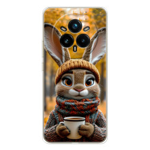 Печатный чехол «Зверята с кофе» для Realme 14 Pro 5G – Зайчик с кофе