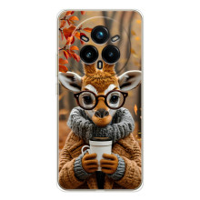 Печатный чехол «Зверята с кофе» для Realme 14 Pro 5G – Жираф с кофе