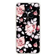Чехлы с Цветами для Realme 14 Pro Plus (VPrint) (Цветочки на черном)