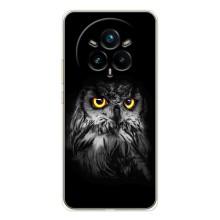 Чехлы с принтом СОВЫ для Realme 14 Pro Plus – Сова на чёрном