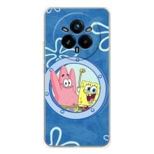 Чехол Губка Боб для Реалми 14 Про Плюс (В иллюминаторе)