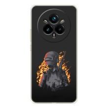 Силиконовый чехол с картинкой "Герой Pubg" на Realme 14 Pro Plus – В огне