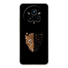 Чехол с леопардовым принтом на Realme 14 Pro Plus – Леопард на черном