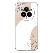 Силиконовый чехол с принтом в цветах на Realme 14 Pro Plus – Нюдовый дизайн