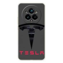 Силіконовий бампер з картинкою машини на Realme 14 Pro Plus – Logo TESLA
