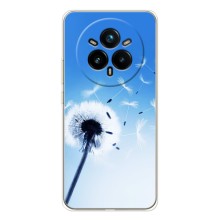 Силиконовый Чехол с одуванчиками на Realme 14 Pro Plus (Одуванчик на голубом)
