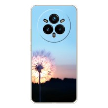 Силиконовый Чехол с одуванчиками на Realme 14 Pro Plus (Закат с одуванчиком)
