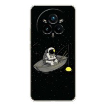 Силиконовый Чехол с принтом "Космонавты" на Realme 14 Pro Plus (Космонавт на рыбалке)