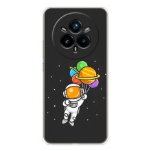 Силиконовый Чехол с принтом "Космонавты" на Realme 14 Pro Plus (Космонавт с шариками)
