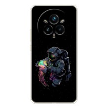 Силиконовый Чехол с принтом "Космонавты" на Realme 14 Pro Plus (В руках земля)