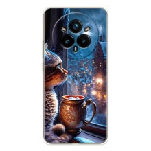 Чехлы на Новый Год Realme 14 Pro (Кот новогодний)