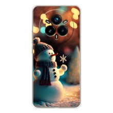 Чехлы на Новый Год Realme 14 Pro (Снеговик праздничный)