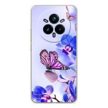 Чохли з квітами для Realme 14 Pro (VPrint) (Метелик на квітах)