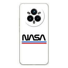 Силиконовый бампер с принтом "Наса" на Realme 14 Pro – NASA на белом фоне