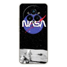 Силиконовый бампер с принтом "Наса" на Realme 14 Pro – Nasa на луне