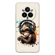 Чохол з Мавпами Realme 14 Pro - (AlphaPrint) – Макака в навушниках