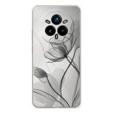 Чохол з квітковим принтом на Реалмі 14 Про (Чорні квіти)