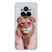 Чехол с принтом стильные животные для Реалми 14 Про (Лев в очках)