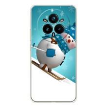 Новорічні Чохли для Реалмі 14 Про (VPrint) (Сніговик на лижах)