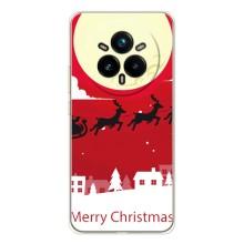 Рождественские Чехлы для Realme 14 Pro (VPrint) (Санта с оленями)