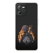 Силиконовый чехол с картинкой "Герой Pubg" на Realme 14 – В огне