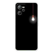 Чехол с картинками на черном фоне для Realme 14 – Лампочка
