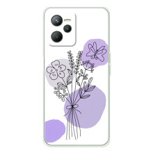 Силконовий чохол з принтом в квітах на Realme 14 – Фіолетовий букет