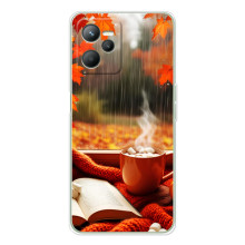 Чехол с уникальным дизайном «Осень с кофе» для Realme 14 – Кофе и дождь