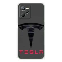 Силиконовый бампер с картинкой машины на Realme 14 – Logo TESLA