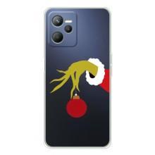 Зимні Чохли для Реалмі 14 - прозорий фон (Грінч з іграшкою)