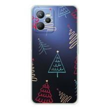 Зимні Чохли для Реалмі 14 - прозорий фон (Різдвяні ялинки)