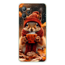 Печатный чехол «Зверята с кофе» для Realme 14 – Белка с кофе