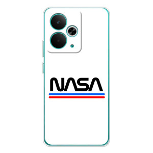Силиконовый бампер с принтом "Наса" на Realme 14T – NASA на белом фоне
