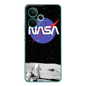 Силиконовый бампер с принтом "Наса" на Realme 14T – Nasa на луне