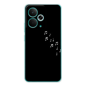 Чехол с картинками на черном фоне для Realme 14T – Ноты