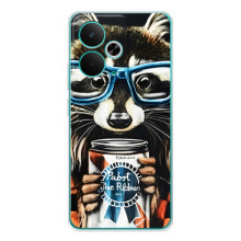 Чехол с принтом для 14Т - (Прикольные) (AlphaPrint) (Енот с банкой)