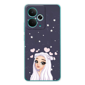 Чехол Стильные девушки на Realme 14T – Девушка и сердечки