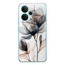 Чохол з квітковим принтом на 14Т (Квіти на білому)