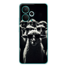 Чехол с принтом стильные животные для 14Т (Овечка в очках)