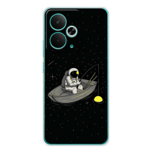 Силиконовый Чехол с принтом "Космонавты" на Realme 14T – Космонавт на рыбалке