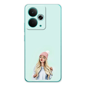 Силиконовый Чехол на Realme 14T с картинкой Стильных Девушек – В шапке