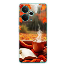 Чехол с уникальным дизайном «Осень с кофе» для RealMe 15 Pro – Кофе и дождь
