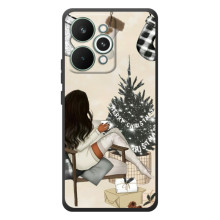 Рождественские, Праздничные Чехлы для РеалМи 15 Про – Девушка с елкой