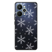Зимние Чехлы для РеалМи 15 Про - прозрачный фон (Белые снежинки)