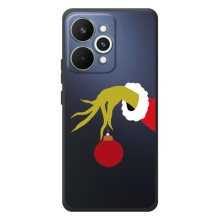 Зимние Чехлы для РеалМи 15 Про - прозрачный фон (Гринч с игрушкой)